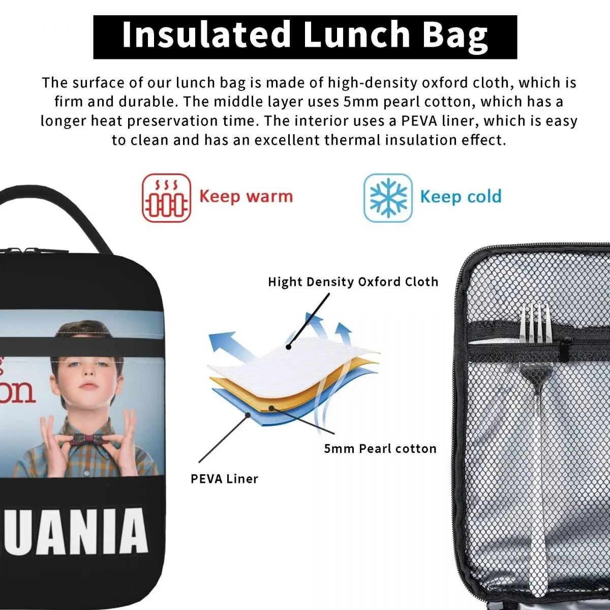 Смешной молодой Шелдон комедия Литва изолированный ланч-мешок Купер пищевые