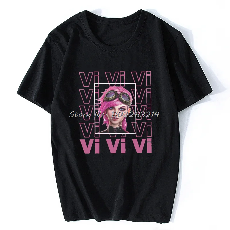 

Vi The Piltover Enforcer Urban Style TShirt Anime Male T Shirt Men Cotton T-shirt Hip Hop Tees Oversized Streetwear