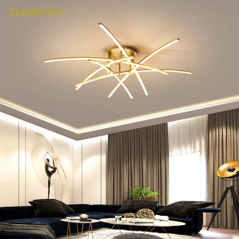 Modern Gold White Frame LED Chandeliers Celling light For Bedroom Living room Kitchen home indoor Lamp Dimmable  lampara Lustres