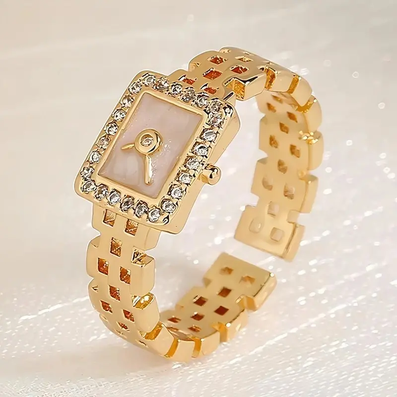 Модные часы с круглым кубическим цирконием металлическое кольцо геометрическим