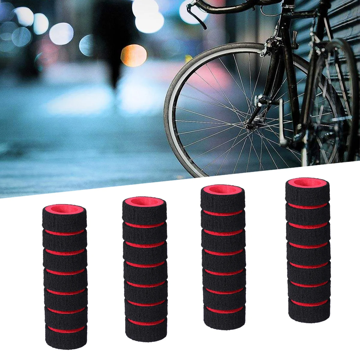 

2 Pair Handlebar Cover Handle Bar Grips Sponge Non- Handle Grips for Bike Racing Motorcycle (Red)