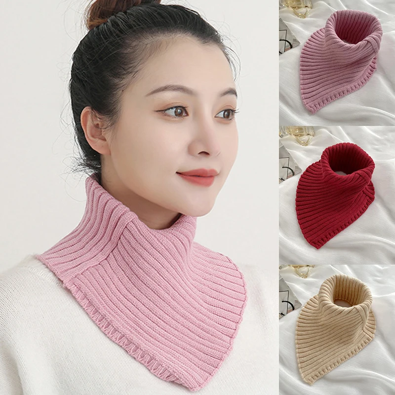 

Winter Women's Scarf Wild Warm Protect Cervical Spine Stretch Knitted Fake Collar Wool High Neck Pullover Bib Female 2023