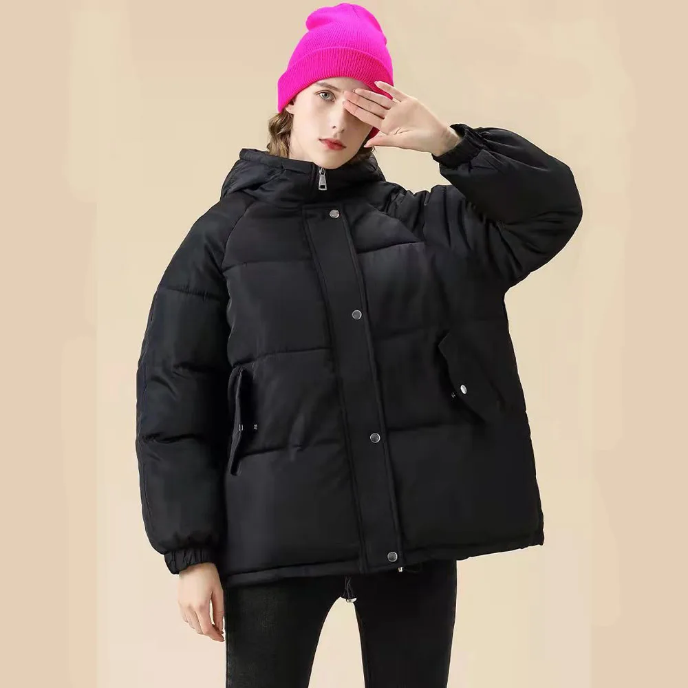 Winter Down Cotton Jackets For Women 2022 Thick Warm Hooded Puffer Parkas Jacket Korean Style Casual Loose Padded Coats Outwear