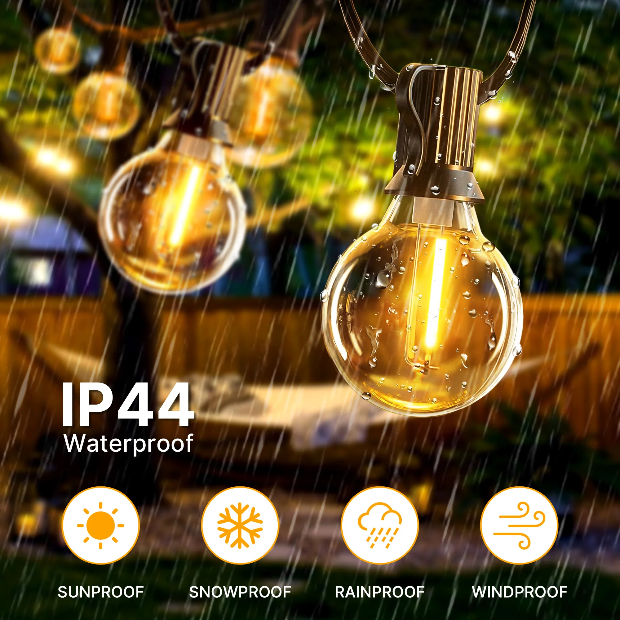 Уличные фонари Fairy Lighting 15 м 30 Lampoons G40 Водонепроницаемые пластиковые лампы с теплым