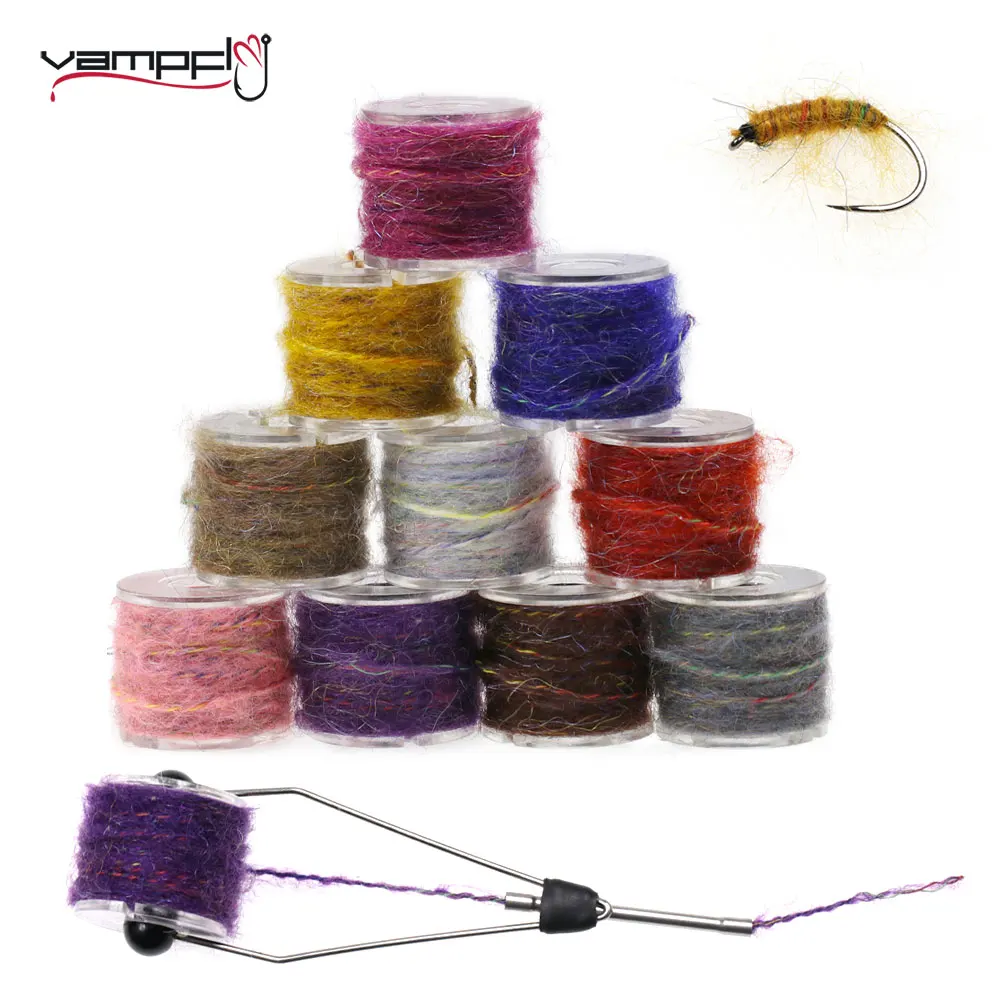 

Vampfly 15~18M Mohair Leech Yarn Synthetic Dubbing Rope Leech Nymphs Streamer Body Fly Tying Material For Trout Fishing Lures