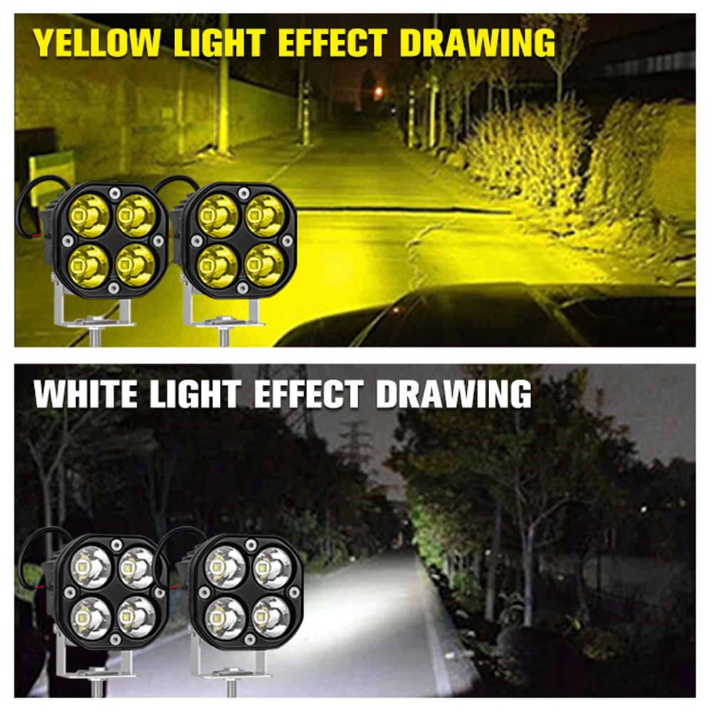 3-дюймовый мини-светодиодный рабочий фонарь Square Car Желтый Белый Прожектор 12 В 24