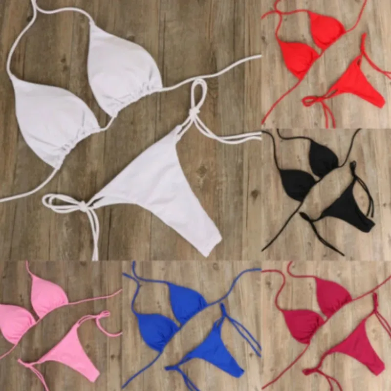 

Сексуальное бикини 2022, женские Купальники пуш-ап, Женский комплект микро-бикини, однотонный купальник, купальный костюм, купальные костюмы, ...