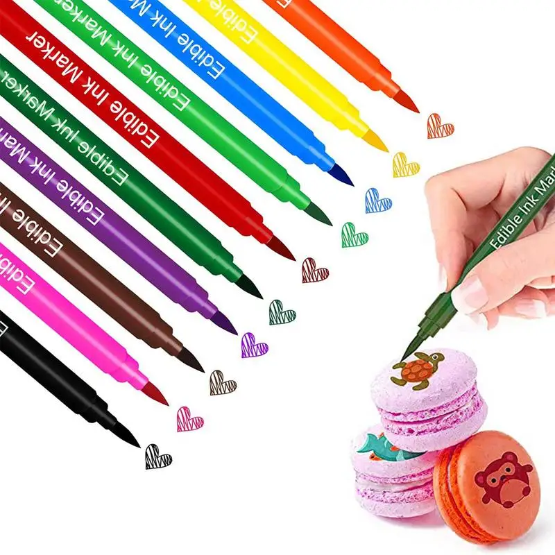 

10 Colors Edible Pens Food Coloring Pen Edible Pigment Pen For Drawing Biscuits Fondant Cake Decorating Tools Cake DIY Baking