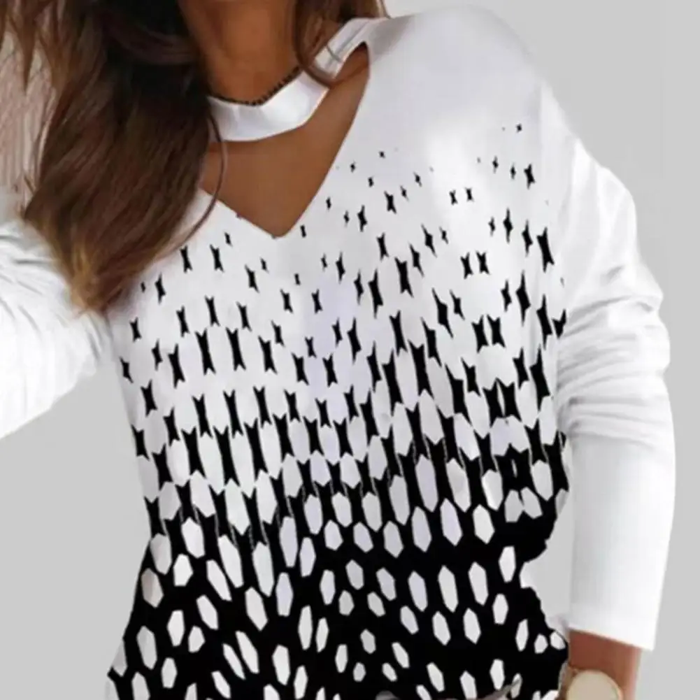 

Women Pullover V Neck Autumn T-shirt Ladies Elegant Fashion Pullover Tee Shirt