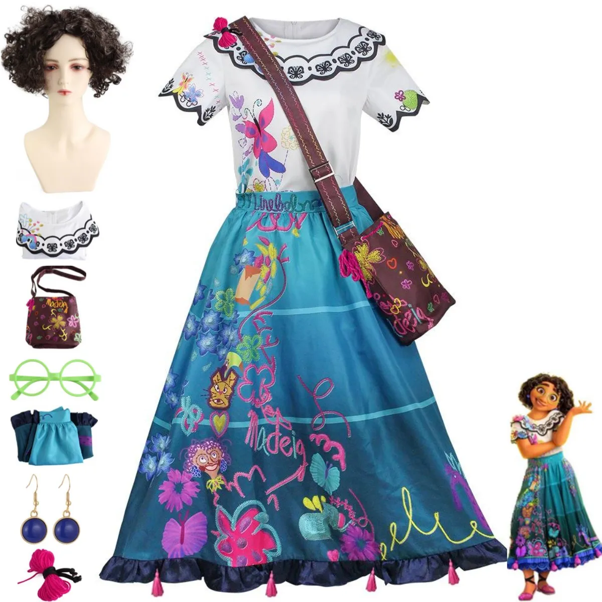 

Детский костюм для косплея из аниме-фильмов, милая Мадригаль, костюм принцессы с принтом парика для девочек, костюм на Хэллоуин и день рождения