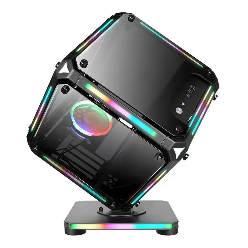 

Cube shaped water-cooled personality creative RGB light strip streamer chassis anime computer cases & towers MATX guangdong desk