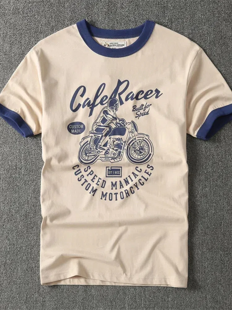 Летняя новая американская ретро футболка с коротким рукавом и круглым вырезом