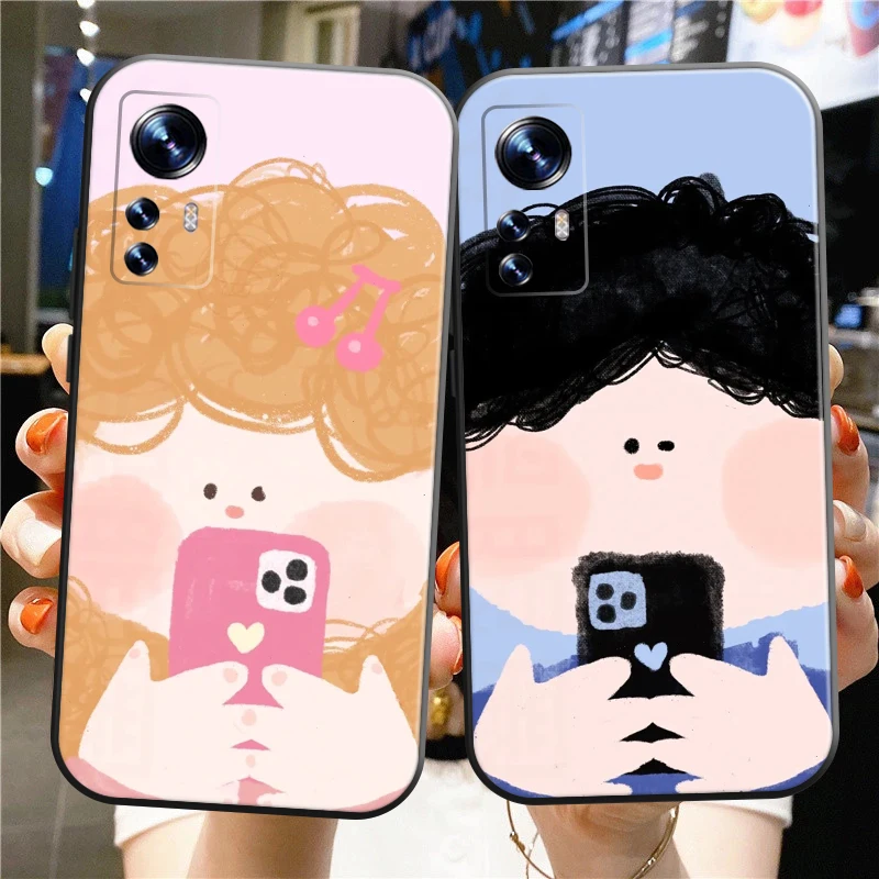 

Cute Cartoon Couple Phone Case For Xiaomi Redmi Note 11 10 Pro 11T Cover For Redmi 9 9A 9T 9C Note 10 7 8 Pro Silicone Shell