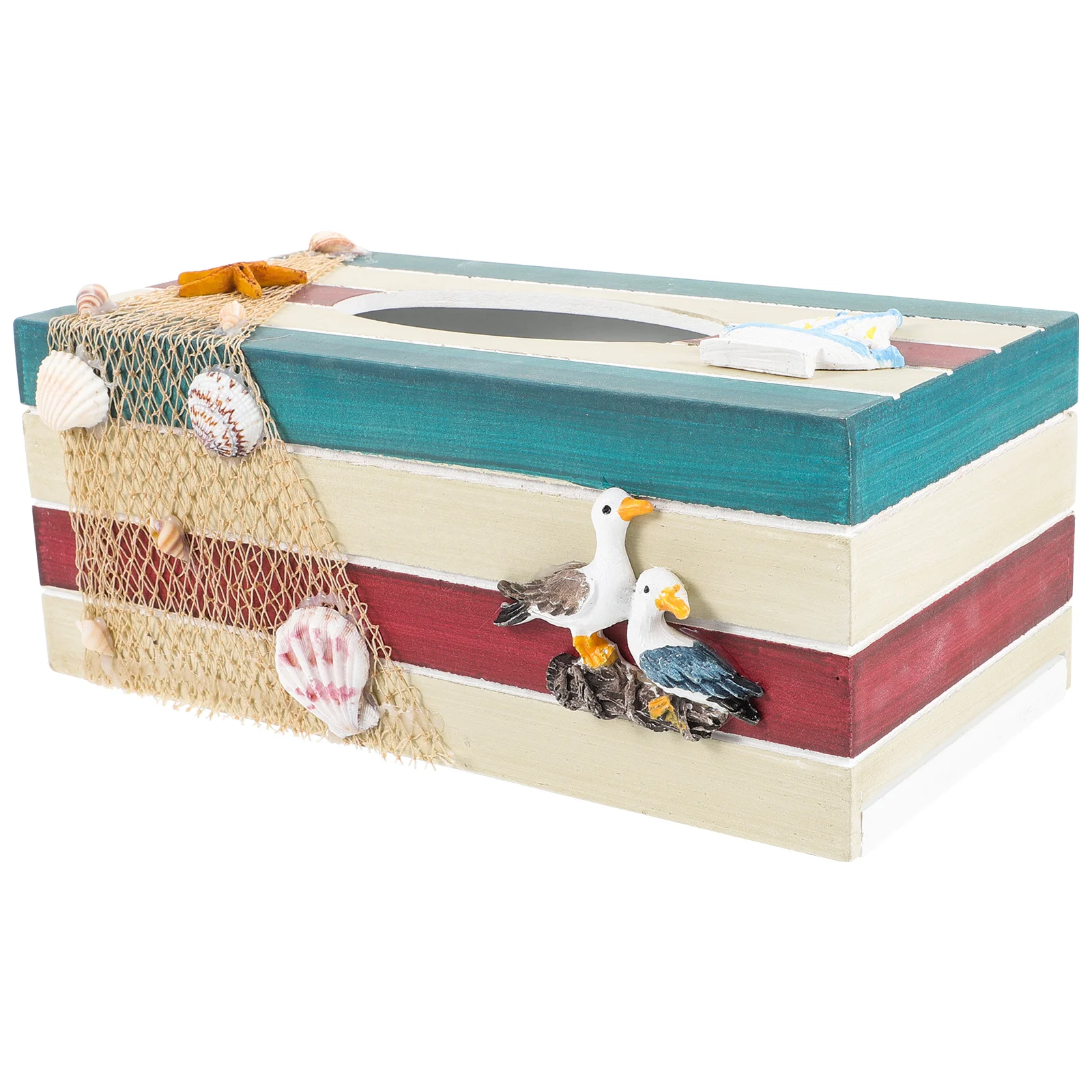 

Mediterranean Decor Tissue Dispenser Cover Rectangular Desktop Beach Room Holder Sea Ocean Nautical Crafts