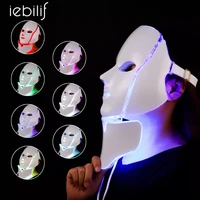 iebilif beauty photon led facial mask with neck therapy 7 colors light skin care rejuvenation wrinkle acne removal face home spa