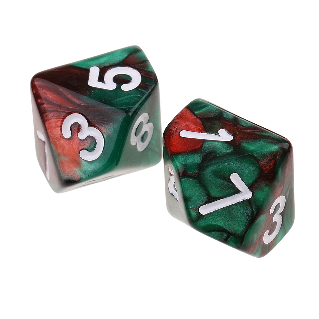 20 шт. 10-гранные многогранные игральные кости D10 двойного цвета для DND RPG оранжевый