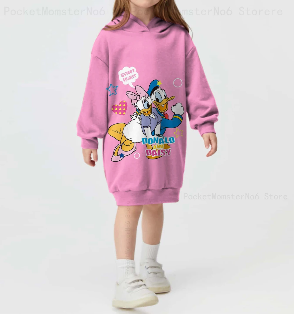 Осенне-зимняя Милая юбка с капюшоном и принтом Дональд Дак