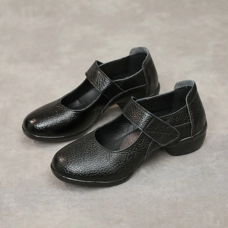 dressy block heel shoes womens genuine leather solid pumps ladies low heels mary jane shoes mother comfort strap red pumps shoes