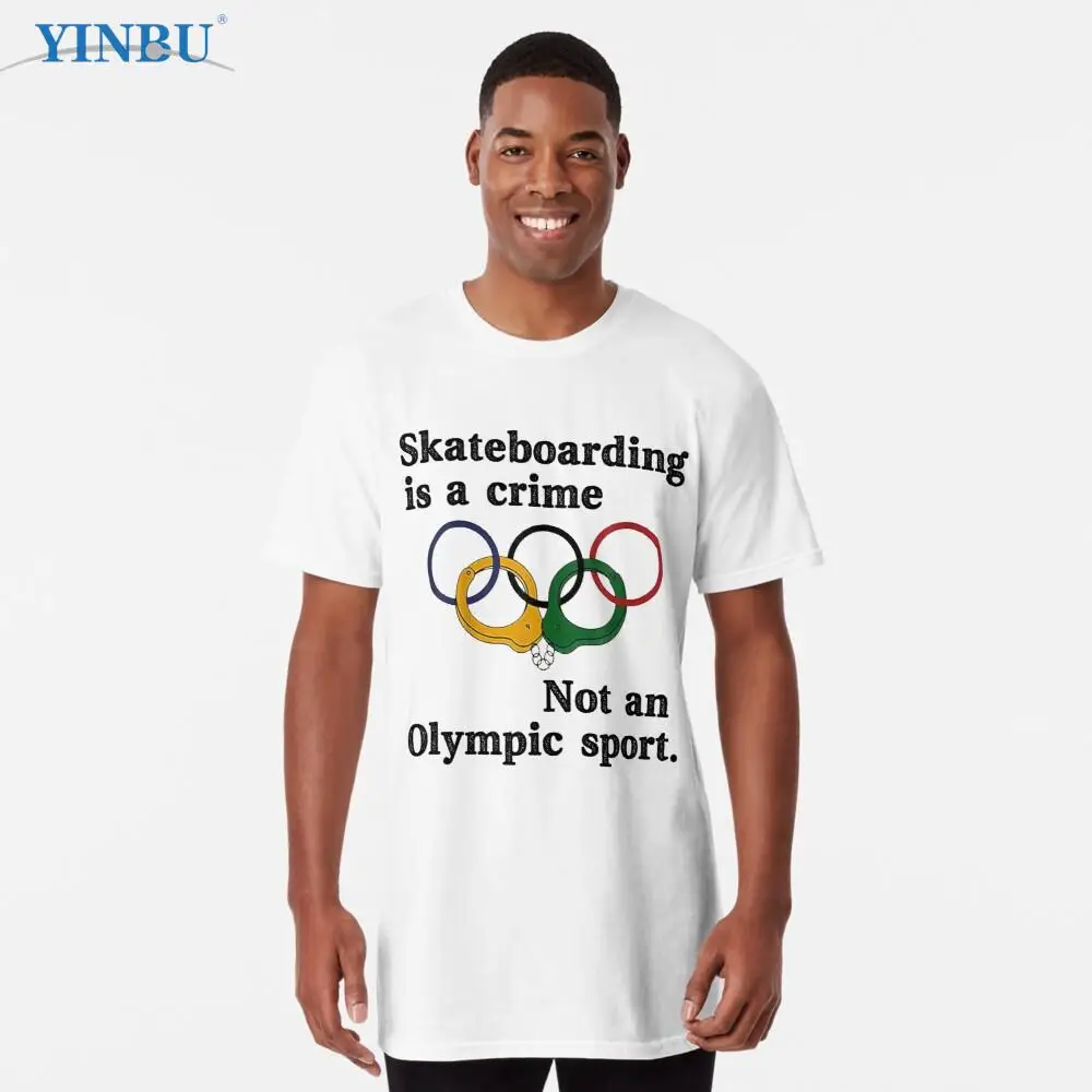 

Футболки YINBU для скейтбординга-это преступник, а не o.lympic sport, Высококачественная Мужская футболка с круглым вырезом, графическая футболка