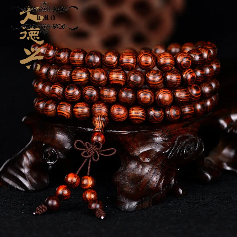 

Hainan Huanghua Pear Hand String 108 Old Material Smooth Pattern Avocado Sea Yellow Buddha Beads 8mm Male and Female Hand Beads