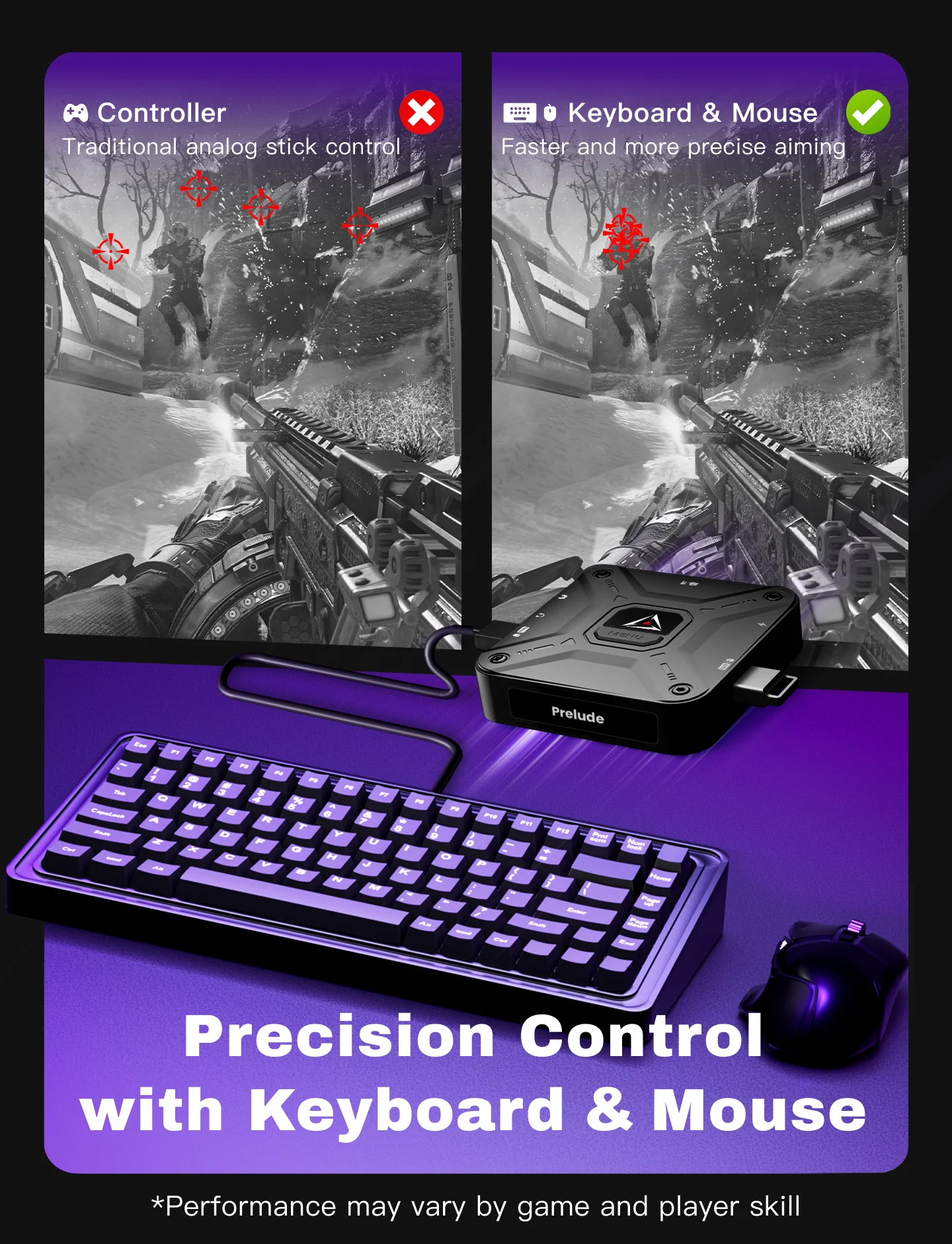 Фото Адаптер для клавиатуры и мыши AIMZENIX AX360P для Xbox/PS4/NS, конвертер для консольных FPS-игр, настройка через мобильное приложение 【Новая версия 2026 года】 №4