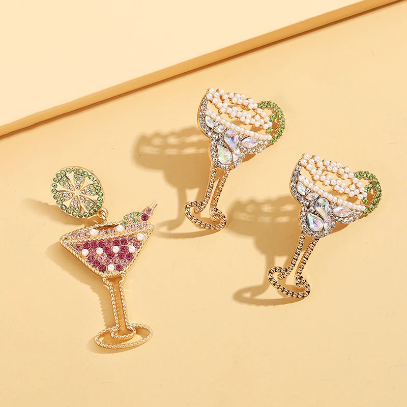 Забавные летние серьги-гвоздики в виде стакана вина Женская Модная креативная