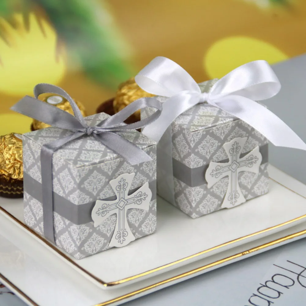 

50pcs Cross Candy Boxes Angel Gift Box For Baby Shower Baptism Birthday Wedding First Communion Christening Easter Decoration