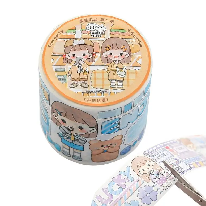 

Cartoon Sticky Paper Tape Hand Account Decoration Tape Cuttable DIY Albums Stationery Tape Stationery Creative Tape