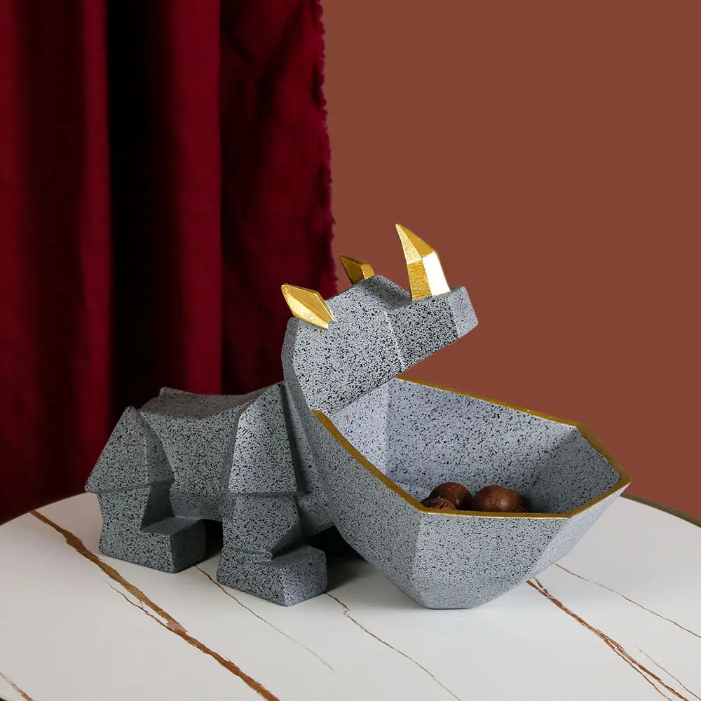 

Nordic Three-dimensional Rhino Storage Box Resin Adornments Home Coffee Table Sculpture Crafts Office Desktop Figurines Decor