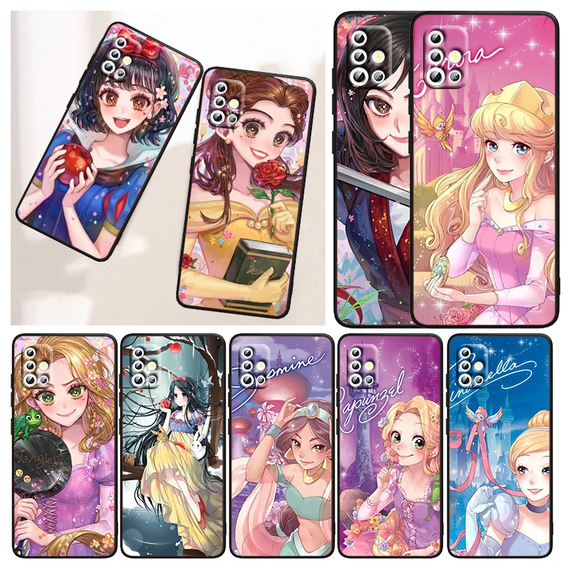 

Disney Princess Cartoon Cute For Samsung Galaxy A72 A52 A53 A42 A33 A32 A03S A02S A02 Lite A22 A13 A12 5G Capa Black Phone Case