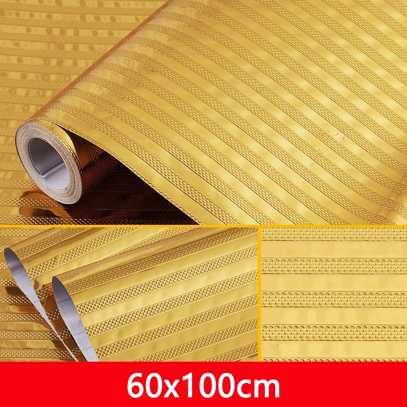 

Gold Sticker Aluminum Foil Kitchen Oil-proof PVC Self Stick Supplies Tile Wall Cabinet Sticker Waterproof 1 Roll
