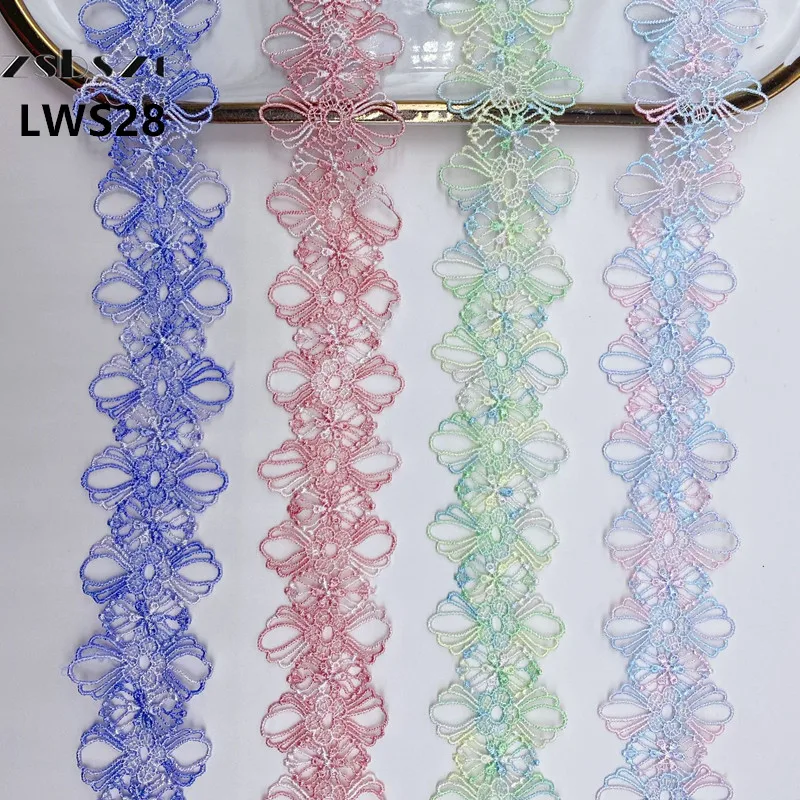 Zsbszc 4,1 см разноцветная Двусторонняя кружевная цепочка для воротника ручной работы многоцветная вышивка штрих-кодов аксессуары для одежды лента LWS28