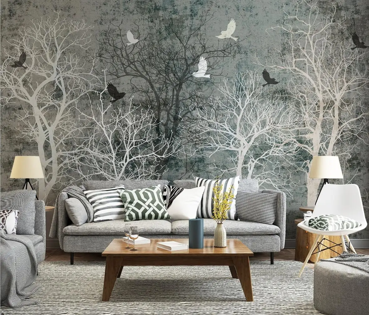 

beibehang Custom retro woods branches bird Mural Modern Bedroom wallpaper Living Room TV Background Photo Wall Papers Home Decor