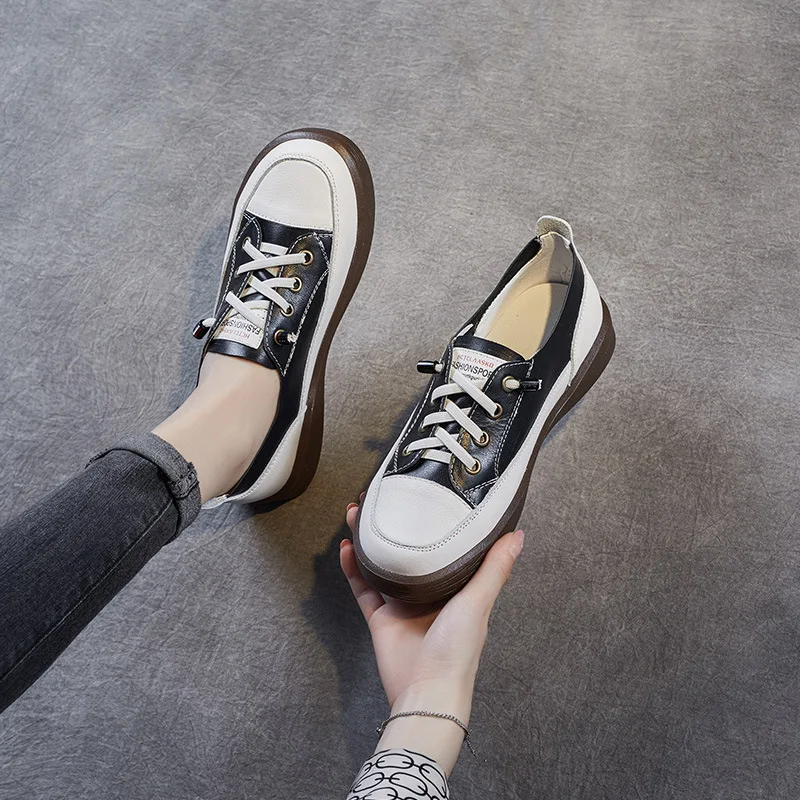 

Soft Bottom Leather White Shoes Women's 2022 New Summer All-match Soft Bottom Flat Bottom Mother Casual Skate Shoes