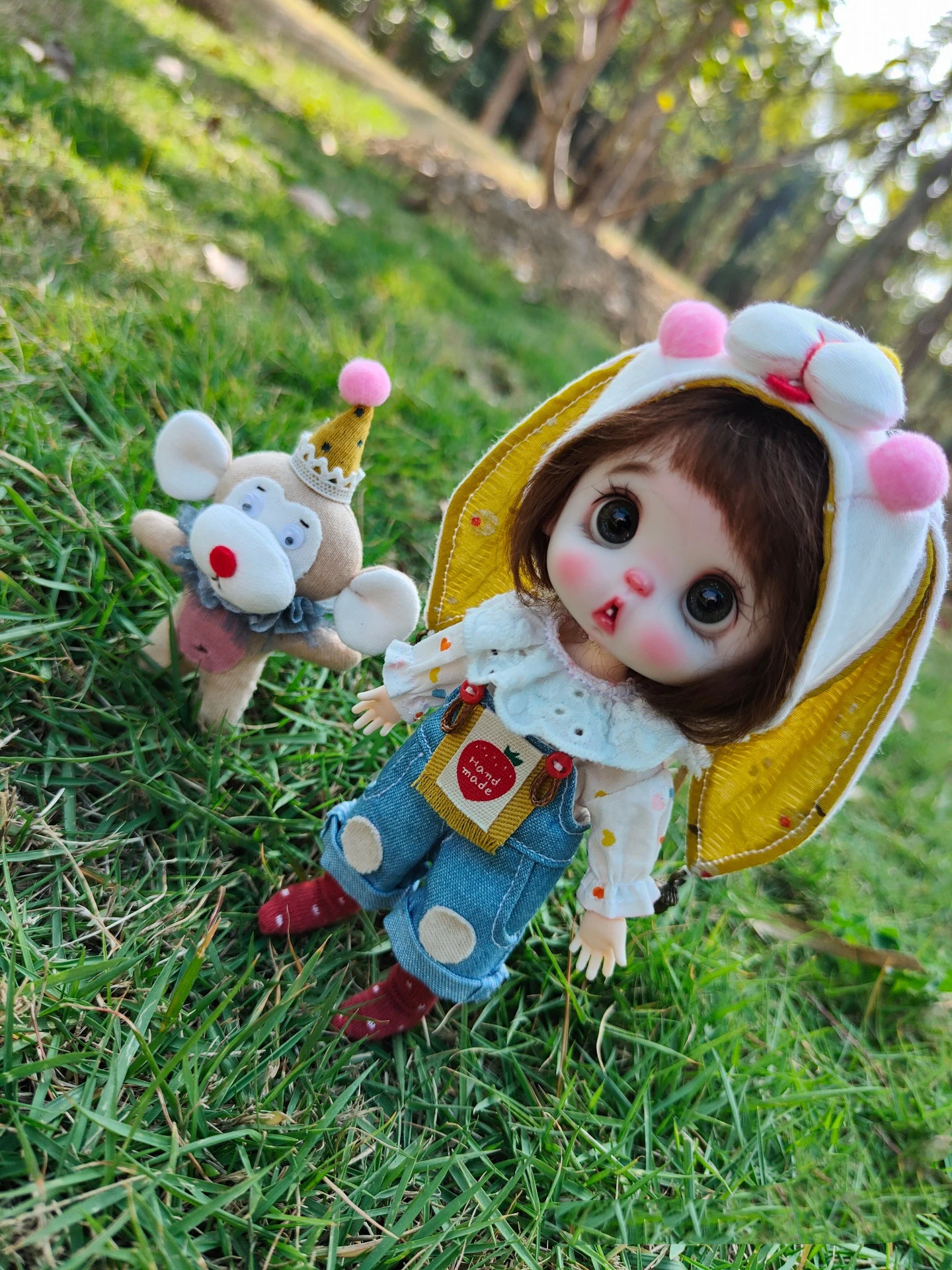 

Ob11 Bjd doll clothes Denim strap suit