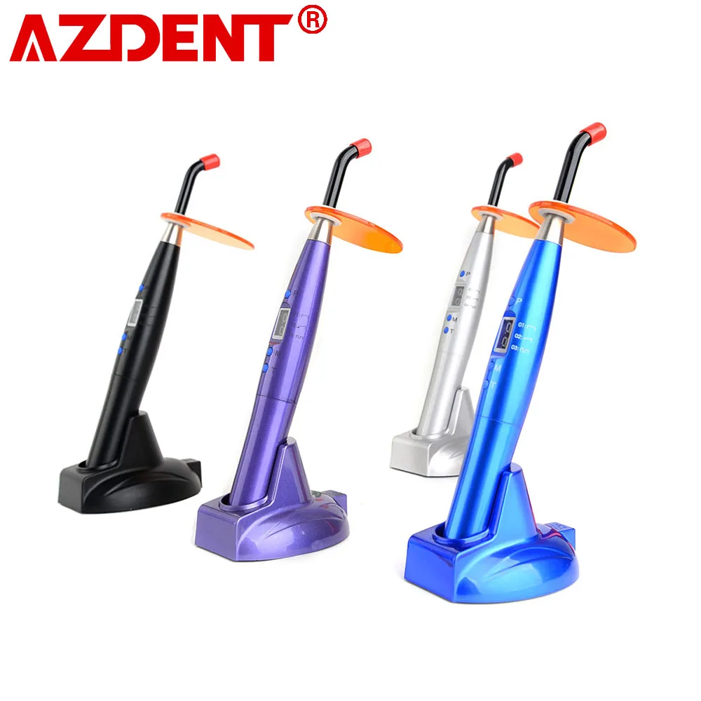 AZDENT Dental Colorful LED Curing Light Wireless Cure Lamp Machine 5W≥1200mw/c㎡ Wavelength 440-480nm Dental Instrument