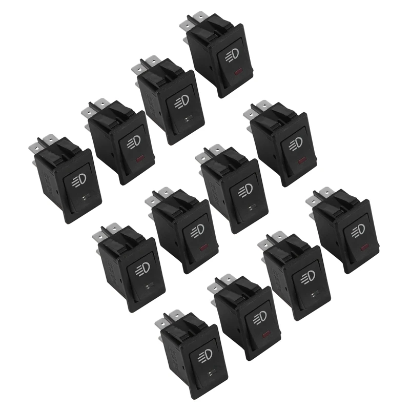

12X 12V 35A Car Truck Boat Fog Light Rocker Switch LED Light Dash Board Toggle 4Pin Black