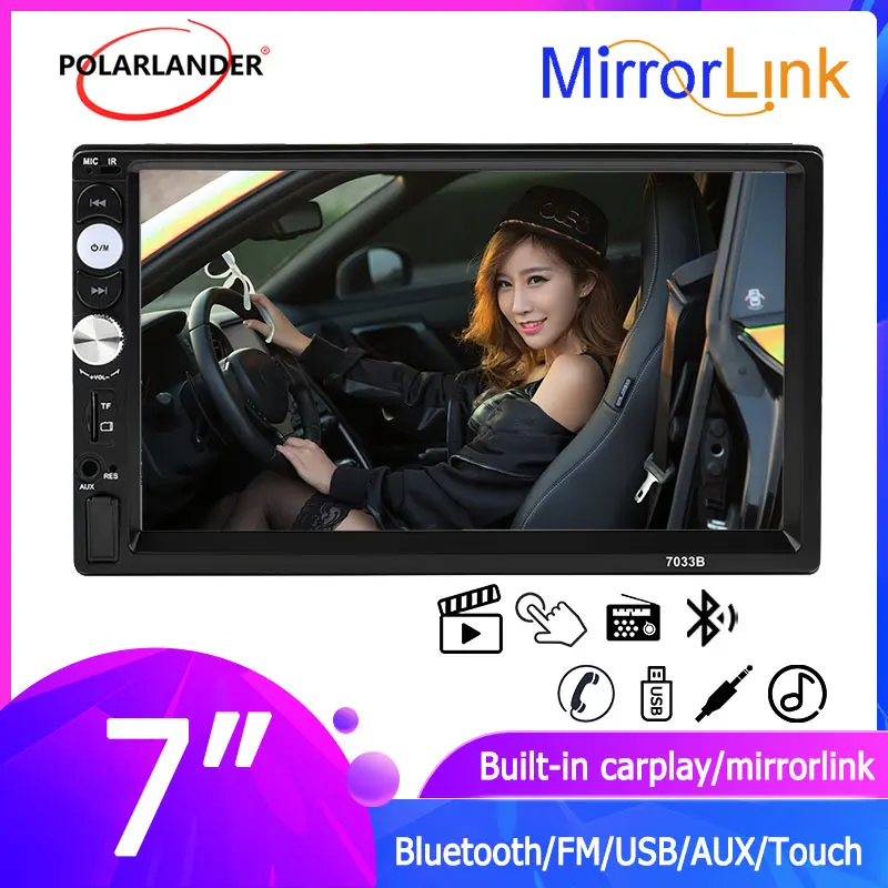 

Автомагнитола 2 Din, 7 дюймов, MirrorLink, мультимедийный mp5-плеер, USB/TF/FM/BT, Apple Carplay, Android, автомобильный емкостный сенсорный экран, универсальный