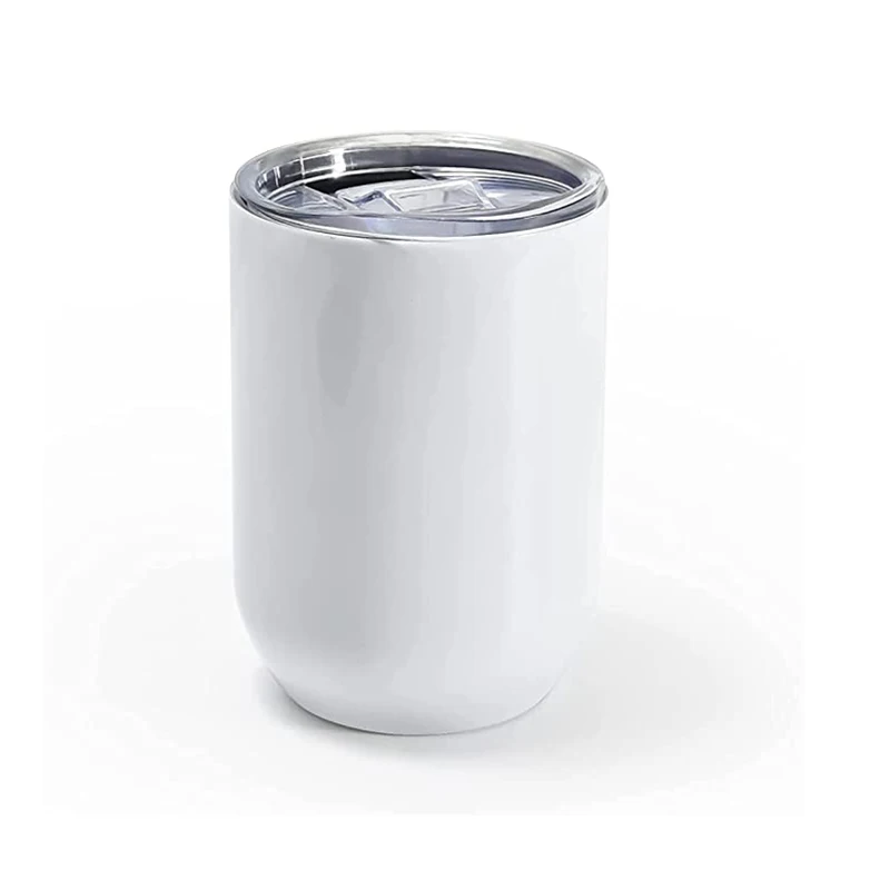 

Sublimation 12oz White Straight Wine Tumbler Stainless Steel Bridal Gift Cups Double Wall Coffee Mug with Seal Lid For Wedding