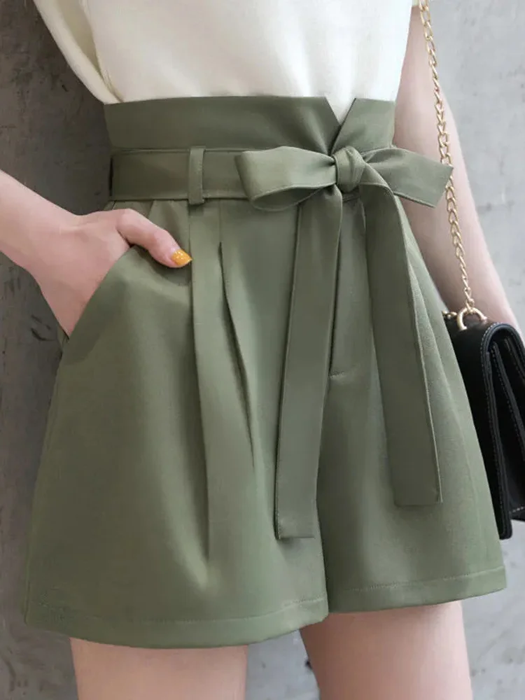 

Japan Sweeet Bow Shorts Women Summer High Waist Chiffon Wide Leg Short Pant Fashion Preppy Style Female Casual Shorts New