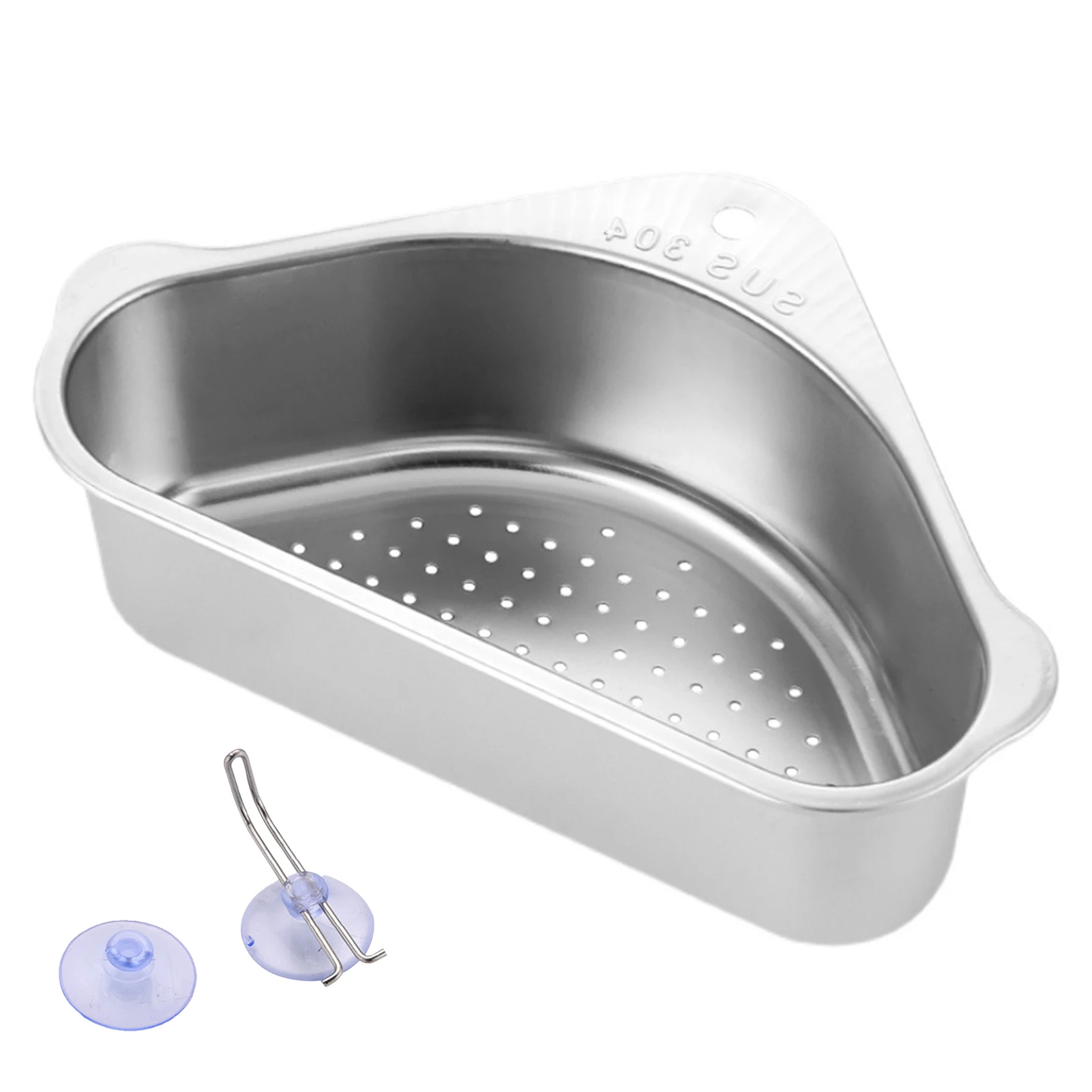 

Triangular Sink Drain Shelf Multifunctional Stainless Steel Corner Sink Strainer Basket Drain Shelf Storage Rack Sponge Holder