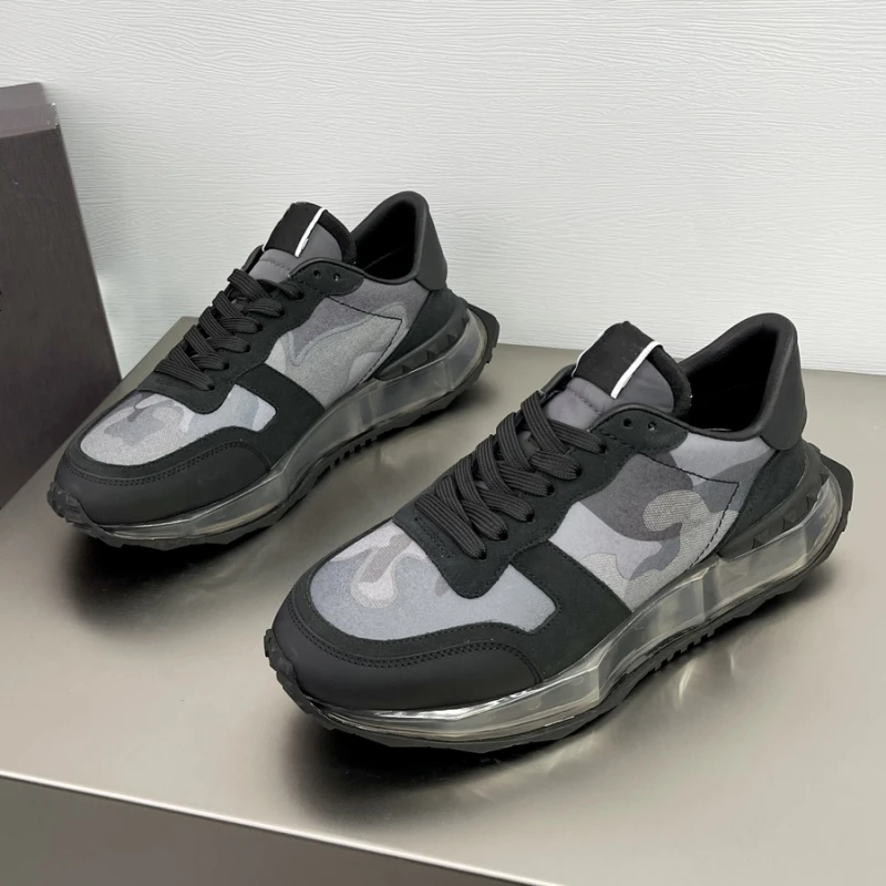 

2023 New Father Shoes Male Calfskin Breathable Board Rivet Shoes Match Color Camouflage Air Cushion Non-slip Casual Sports Shoes
