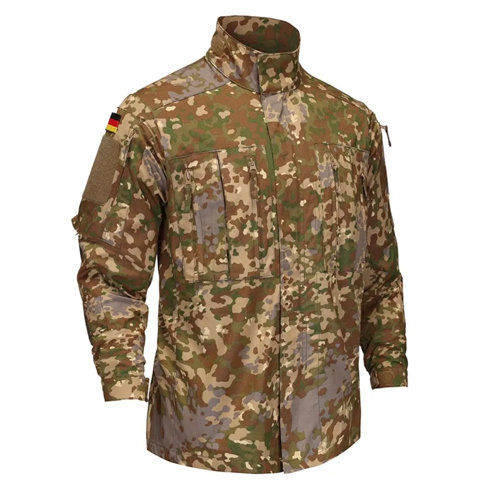 Фото Немецкая базовая футболка KSK, камуфляжная рубашка Flecktarn для активного отдыха, одежда для любой местности №1