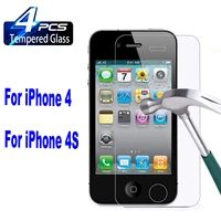 24pcs 9h high auminum tempered glass for iphone 4s 4 screen protector glass film