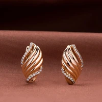 dckazz beautiful curved striped copper earrings 2022 summer new fashion inlaid crystal rose gold color dangler jewelry