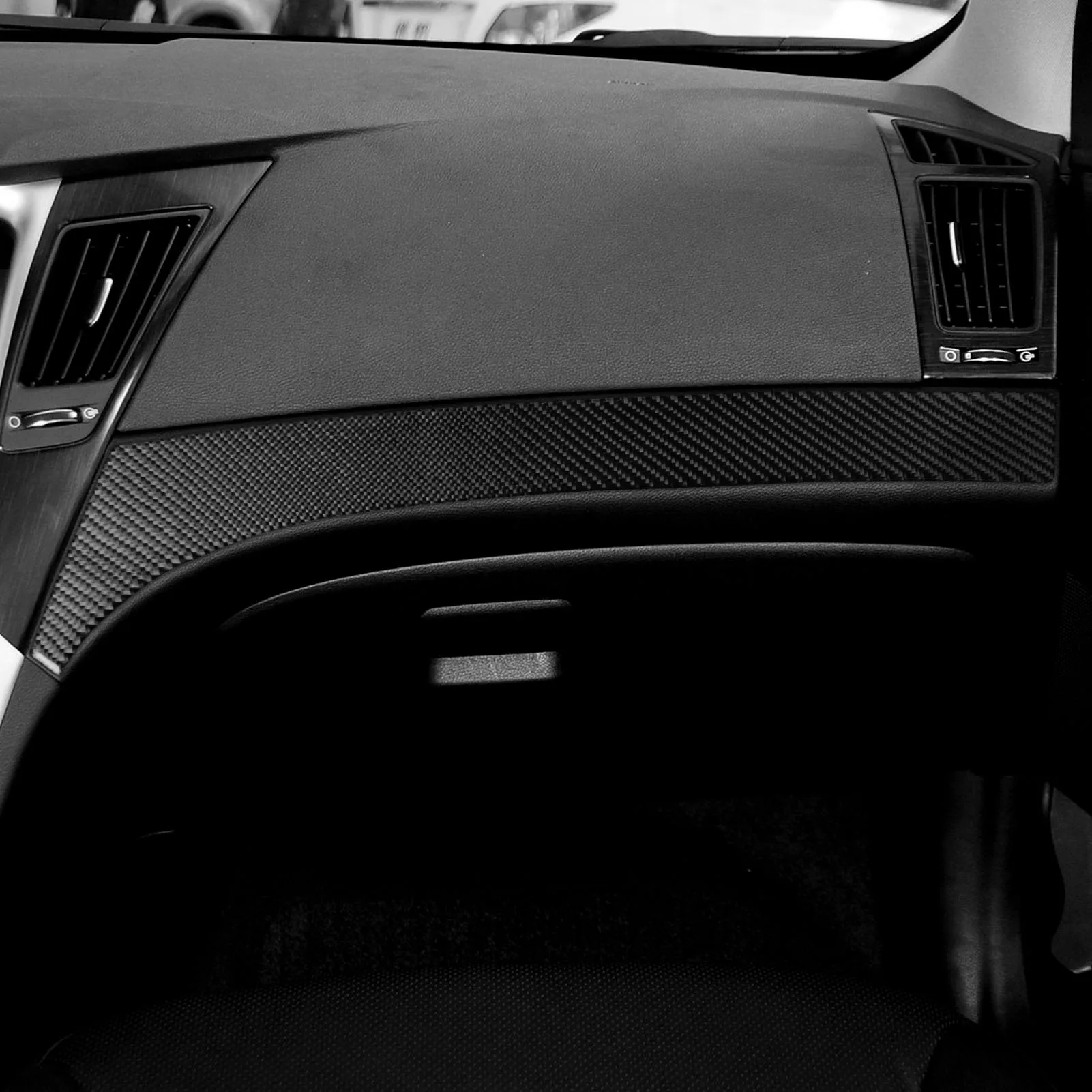 Фото Накладка на панель пассажира из настоящего карбона, мягкая наклейка для Hyundai Sonata 8-го поколения YF 2011-2014 №3
