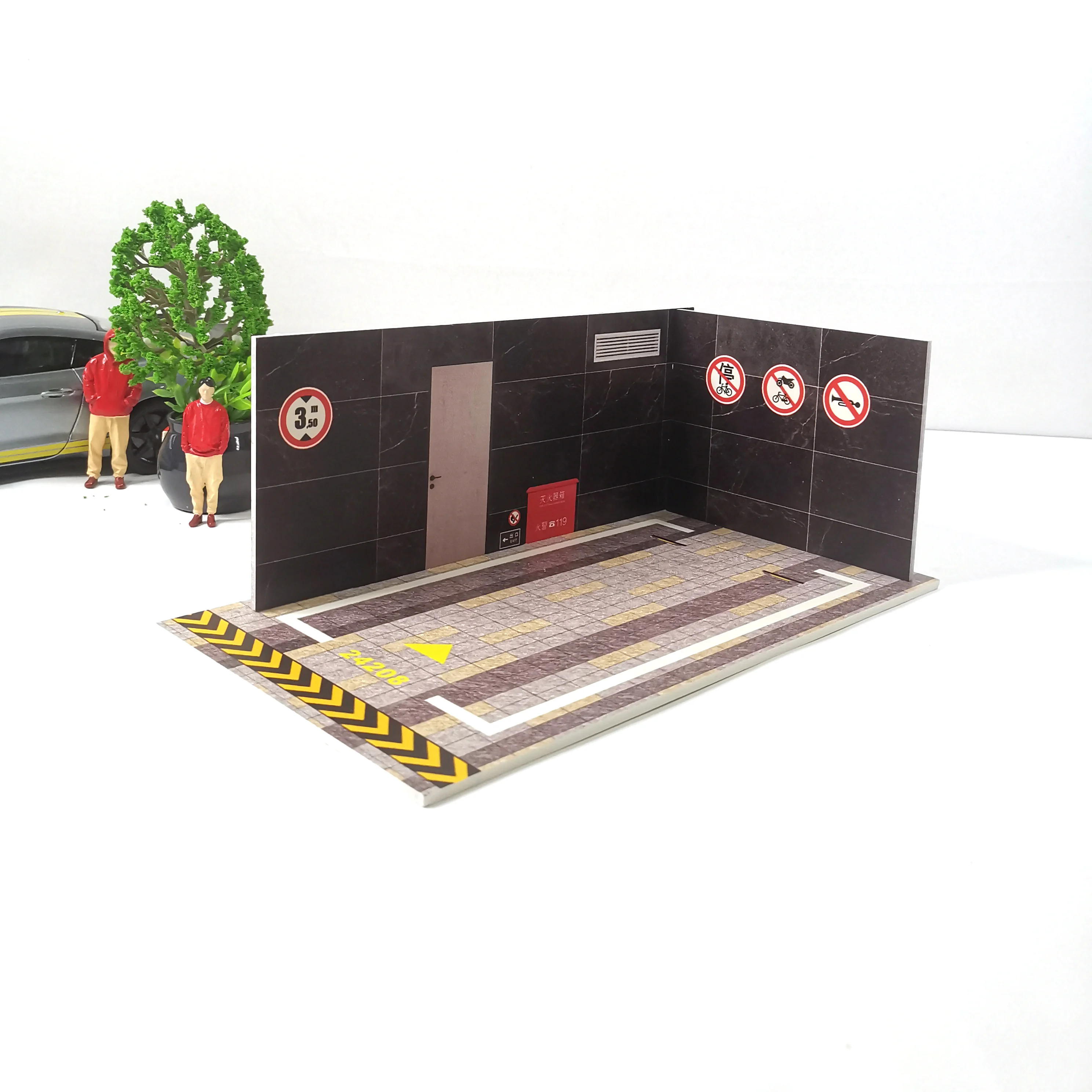 Alloy Diorama Pvc Simple Assembled Parking Space Scene Garag