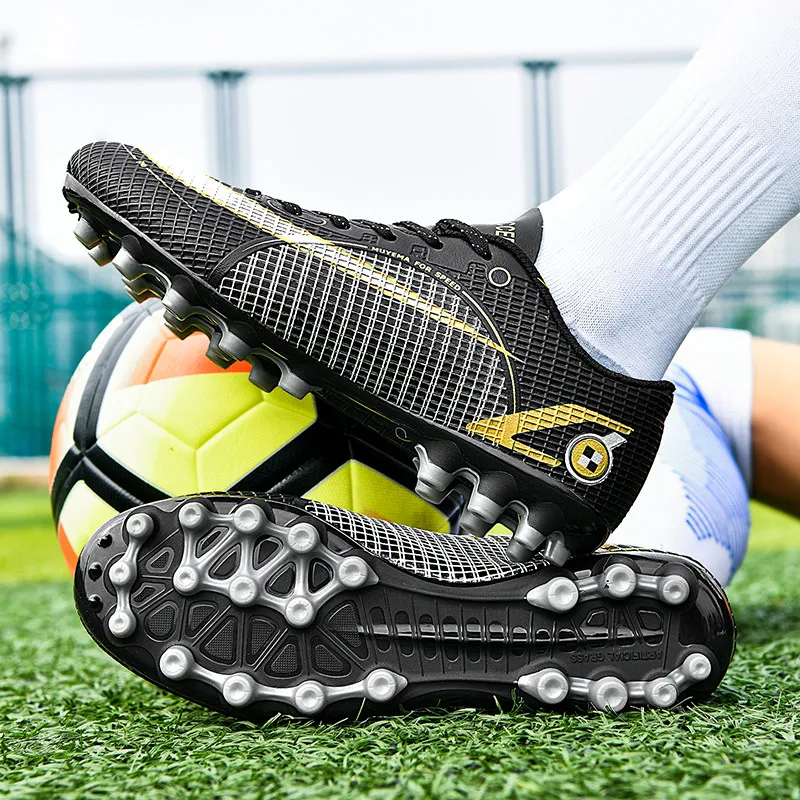 Blue Children's Football Shoes Trainers Size 31-46  Lace-up Low Football Sneakers for Teenager Non-slip Indoor Soccer Cleats Men