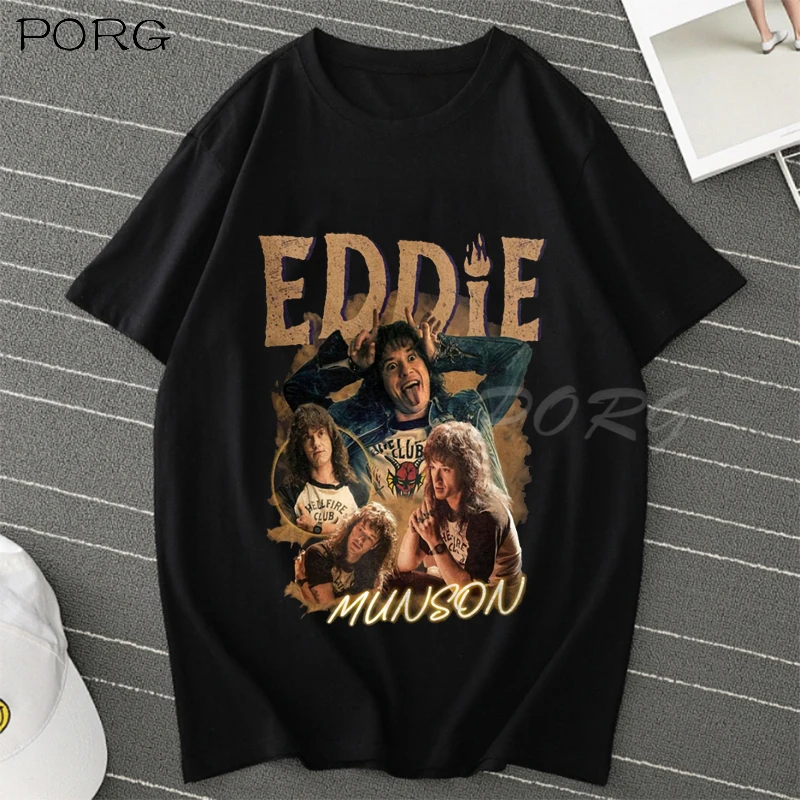 

Vintage T-shirts Stranger Things 4 Eddie Munson T-shirts for Men Clothing Stranger Things Merch Overiszed Hip Hop Streetwear Top