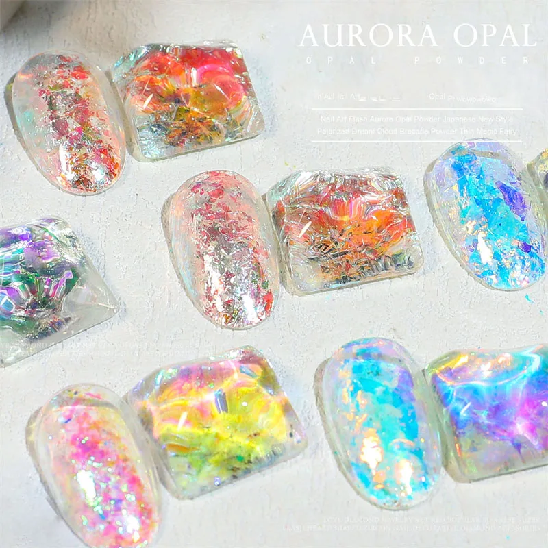 

Iridescent Opal Nails Flakes Sticker Aurora Glimmer Nail Art Glitter Flakies Holographic Sequins Manicure Foils Accessories